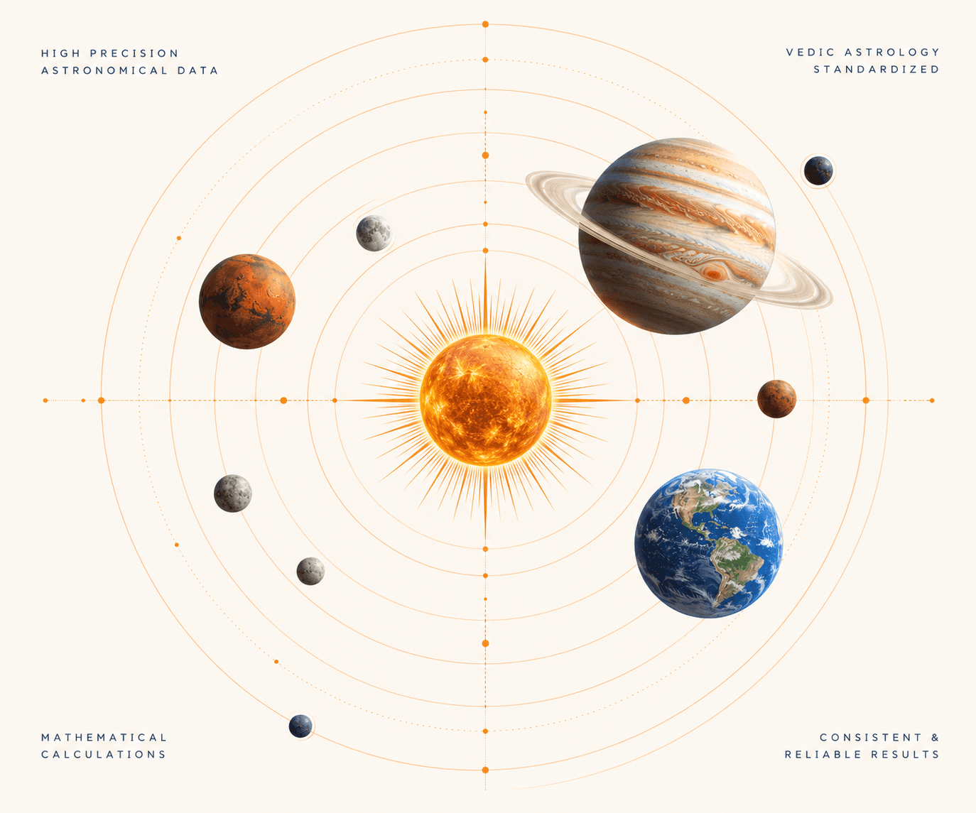 Solar system illustration representing astrology calculations